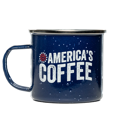 America's Coffee RWB Enamel Mug, 17 oz